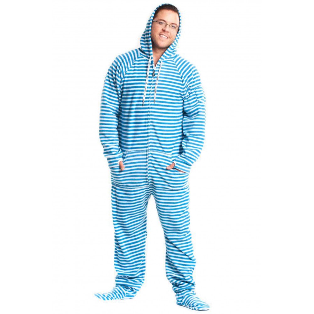 Blue Stripped Adult Pajama onesie