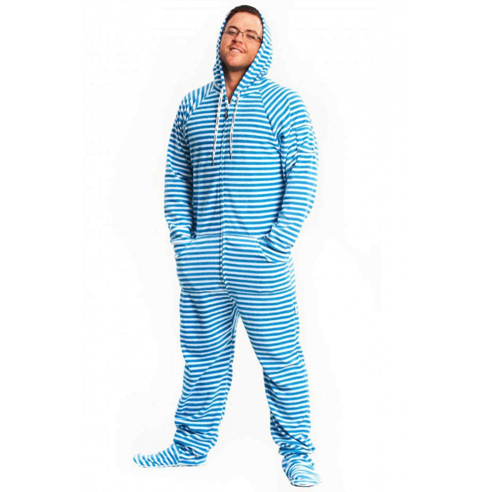 Blue Stripped Adult Pajama onesie