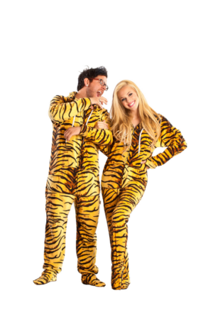 Tiger Skin Adult Footed Onesie Pajamas