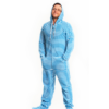 Blue Striped Adult Footed Pajama Onesie %%sep%%