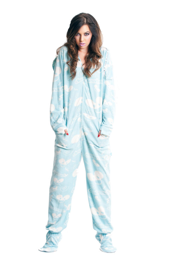 EDM Deadmau5 in Blue Adult Footed Onesie Pajamas - Image 2