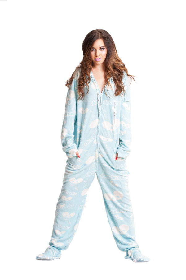 EDM Deadmau5 in Blue Adult Footed Onesie Pajamas - Image 3