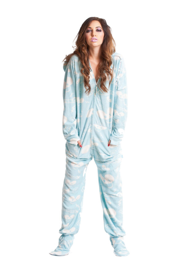 EDM Deadmau5 in Blue Adult Footed Onesie Pajamas - Image 5