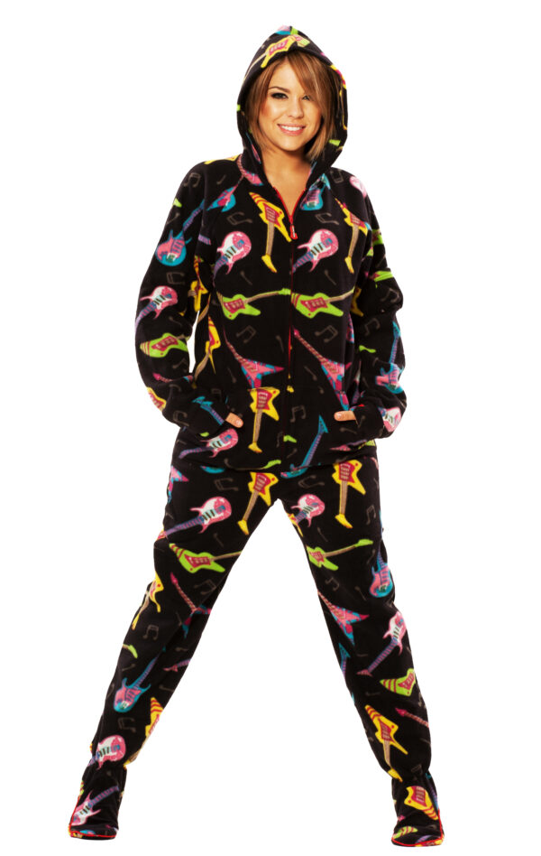 Electric Guitar Printed Adult Footed Pajama Onesie - Image 3