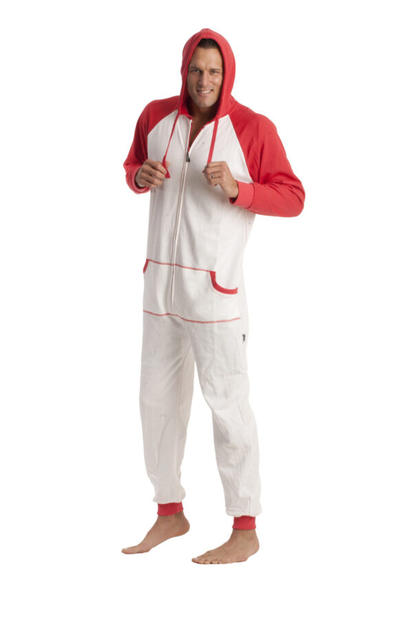 Red White Footless One-Piece Pajama Onesie - Image 5