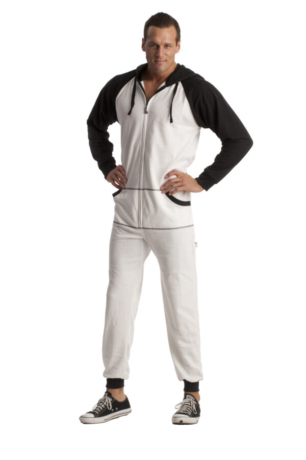 Black White Footless One-Piece Pajama Onesie - Image 4