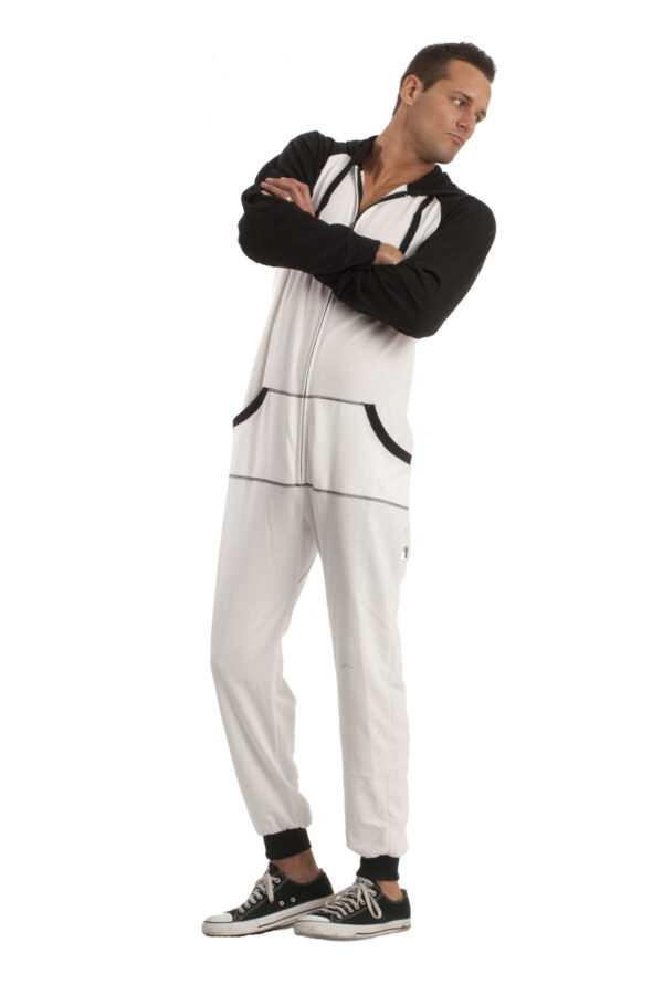 Black White Footless One-Piece Pajama Onesie - Image 3