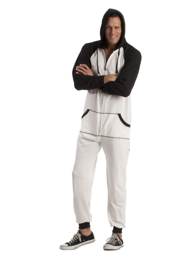 Black White Footless One-Piece Pajama Onesie - Image 2