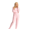 Pink Terry Cloth Adult Footed Onesie Pajamas