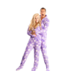 Purple Star Printed Hooded Adult Footed Pajamas