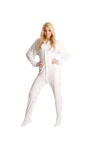 White Terry Cloth Adult Footed Pajamas