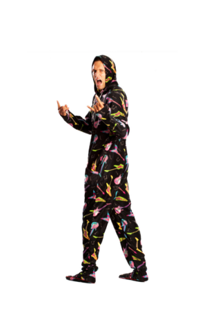 Electric Guitar Printed Adult Footed Pajama Onesie