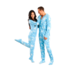 Blue Frosty Snowflakes Adult Footed Onesie Pajamas