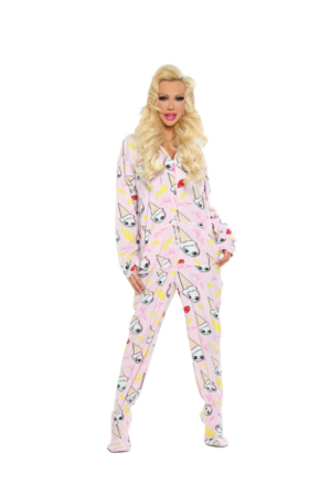 Pink Clumsy Cones Drop Seat Adult Onesie Pajamas