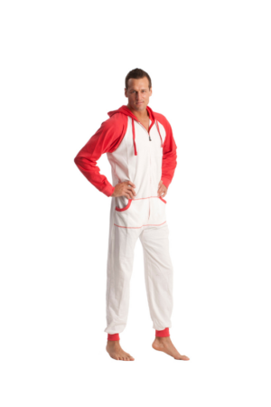 Red White Footless One-Piece Pajama Onesie