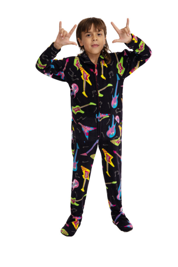 Electric Guitars Printed Footed Pajamas for Kids