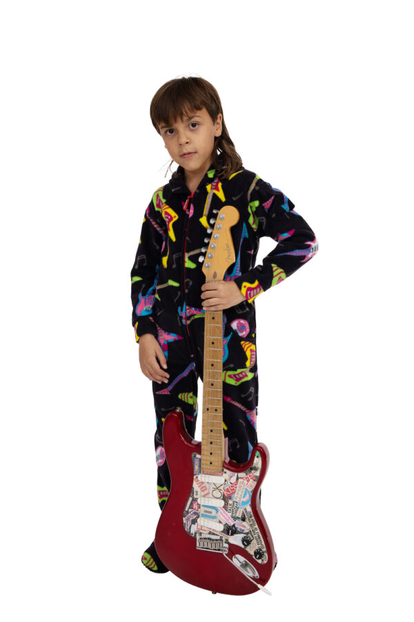 Electric Guitars Printed Footed Pajamas for Kids - Image 2