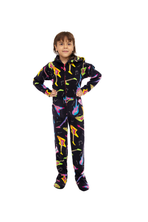 Electric Guitars Printed Footed Pajamas for Kids - Image 4